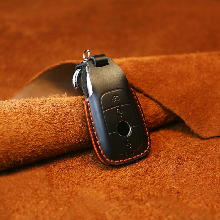 Luxurious Cowhide Leather Key Protector with Colourful Edges for Mercedes-Benz