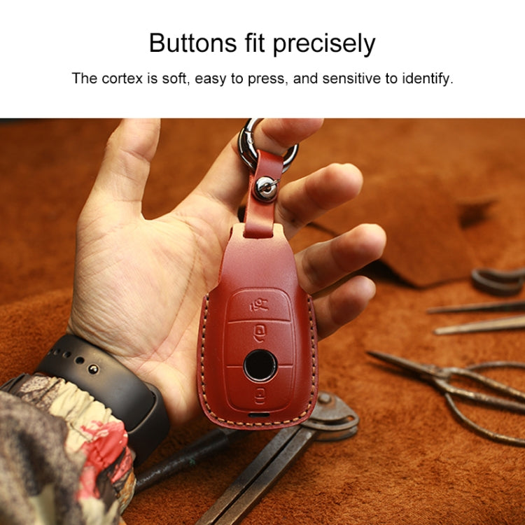 Luxurious Cowhide Leather Key Protector with Colourful Edges for Mercedes-Benz