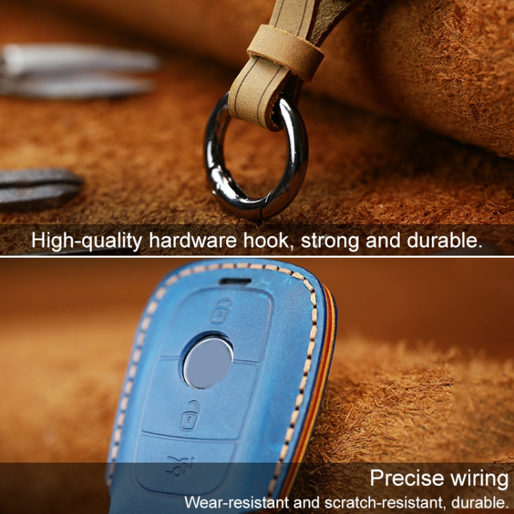 Luxurious Cowhide Leather Key Protector with Colourful Edges for Mercedes-Benz