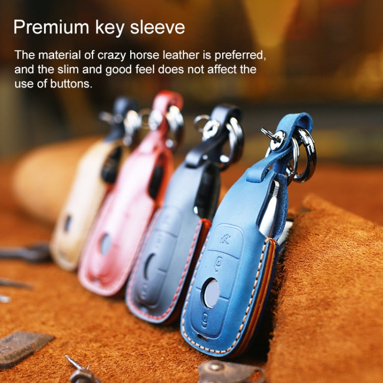 Luxurious Cowhide Leather Key Protector with Colourful Edges for Mercedes-Benz