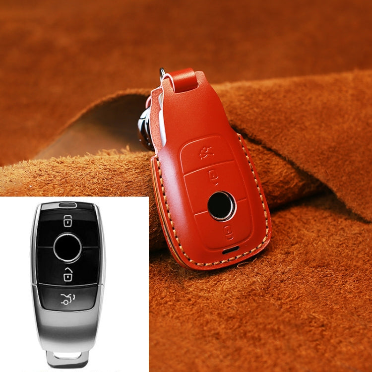 Luxurious Cowhide Leather Key Protector with Colourful Edges for Mercedes-Benz