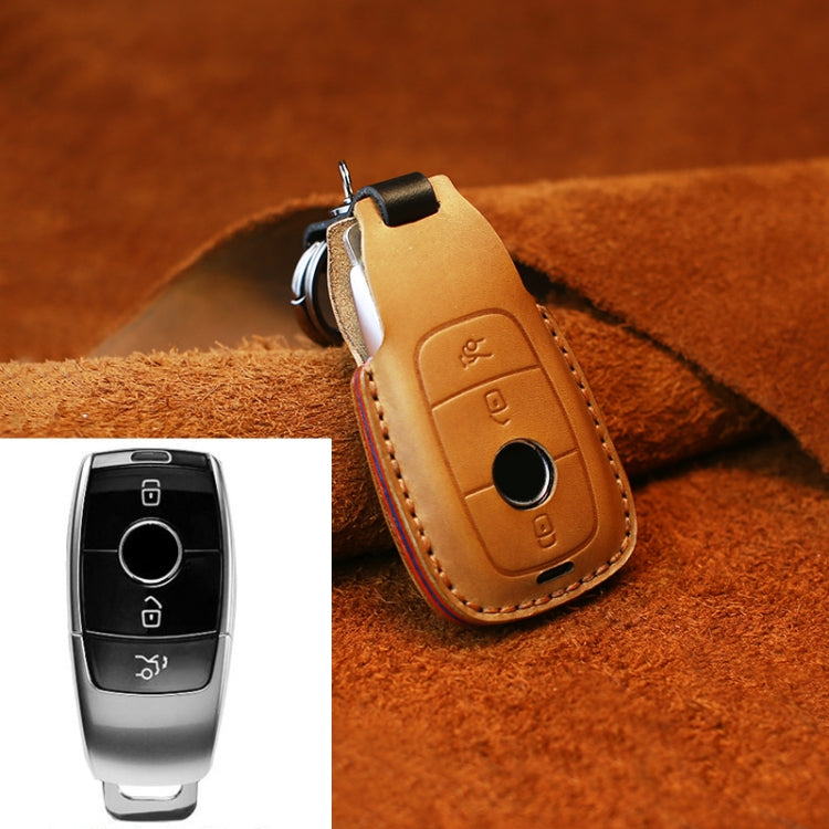 Luxurious Cowhide Leather Key Protector with Colourful Edges for Mercedes-Benz