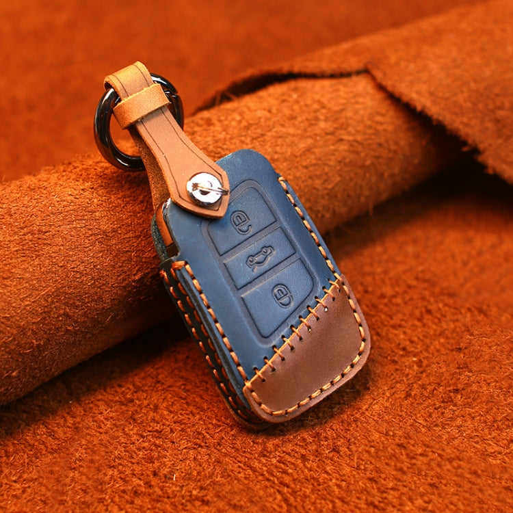 Luxurious Cowhide Leather Key Case for Volkswagen Vehicles - Version A