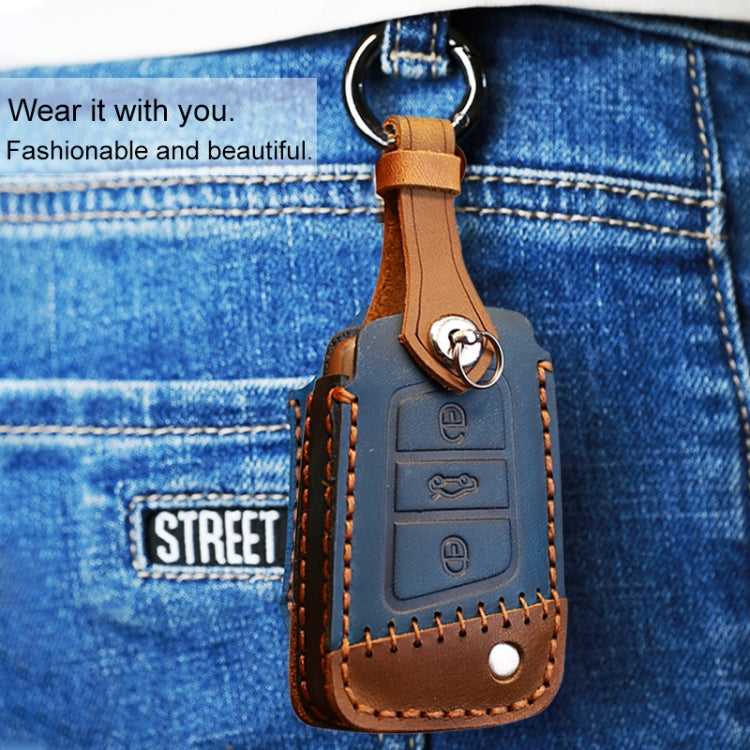 Luxurious Cowhide Leather Key Case for Volkswagen Vehicles - Version A