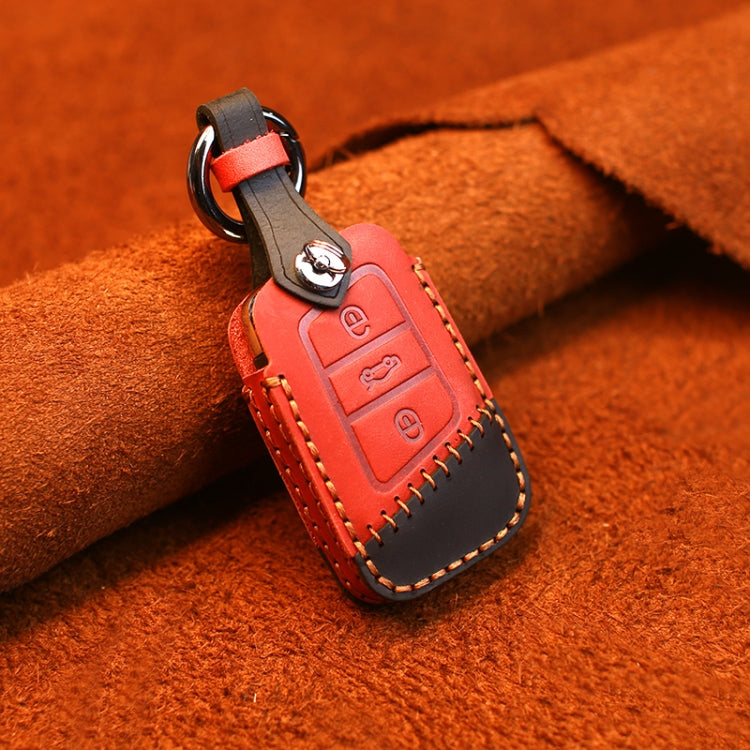 Luxurious Cowhide Leather Key Case for Volkswagen Vehicles - Version A