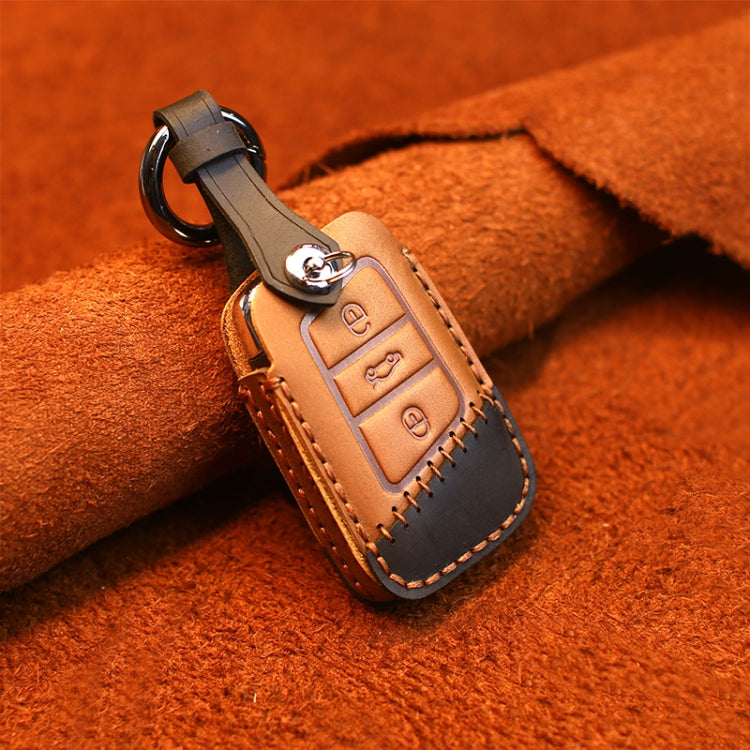 Luxurious Cowhide Leather Key Case for Volkswagen Vehicles - Version A