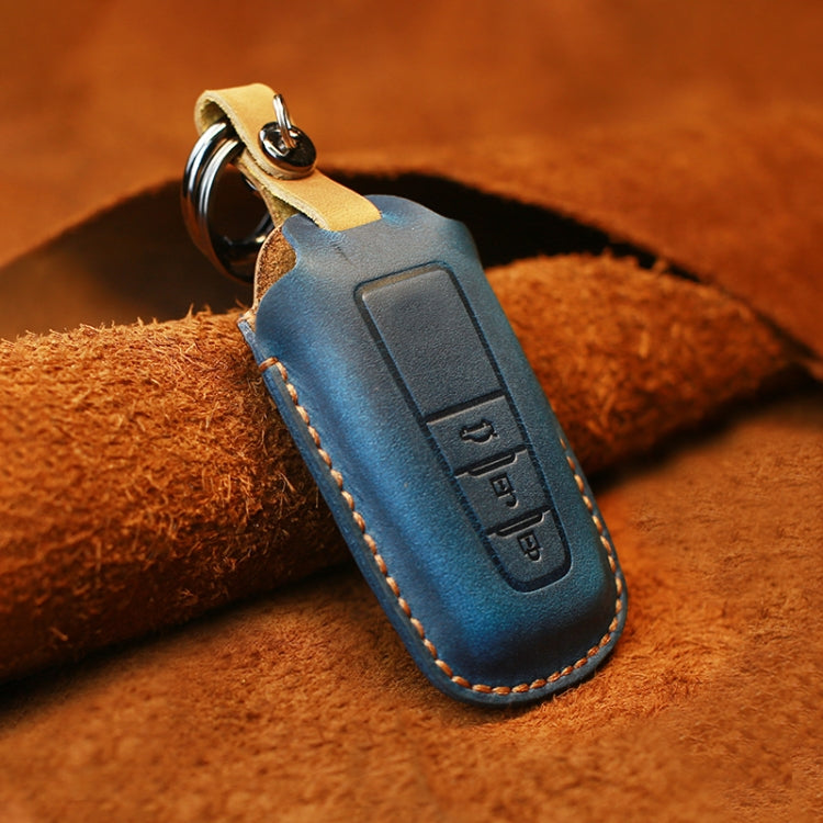 Elegant Cowhide Leather Key Case for Toyota - Three Key Protection Cover