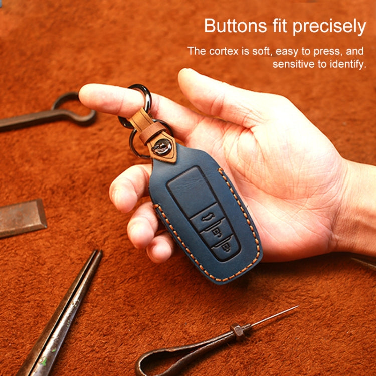 Elegant Cowhide Leather Key Case for Toyota - Three Key Protection Cover