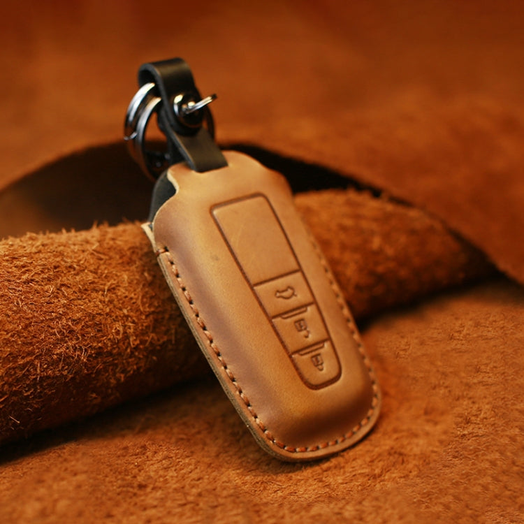 Elegant Cowhide Leather Key Case for Toyota - Three Key Protection Cover