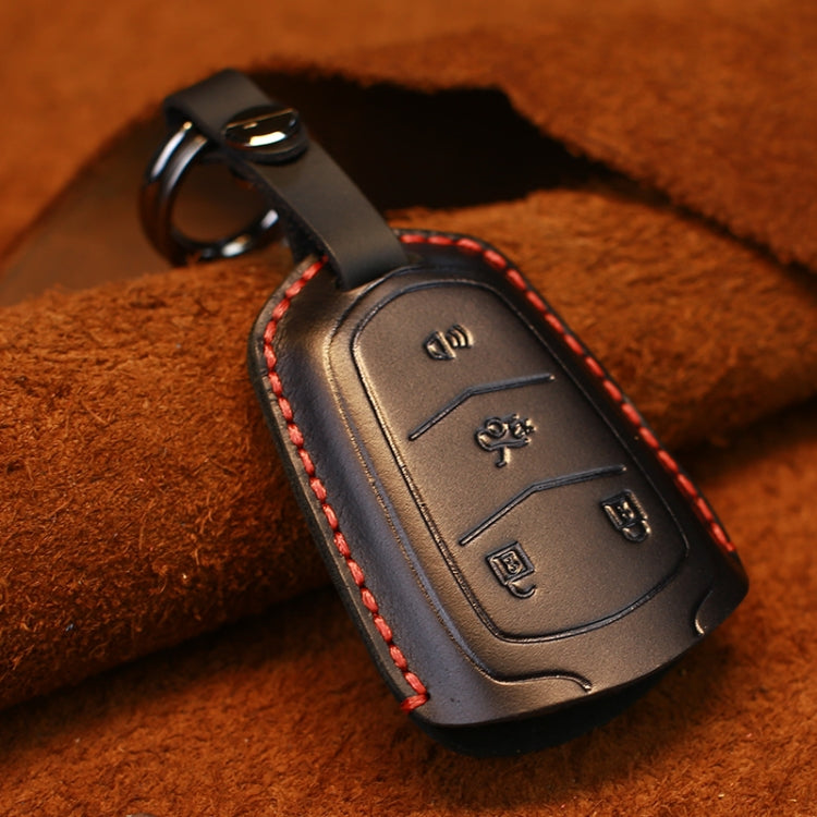 Luxurious Cowhide Leather Key Case for Cadillac - Four-Key Protection