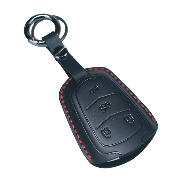 Luxurious Cowhide Leather Key Case for Cadillac - Four-Key Protection