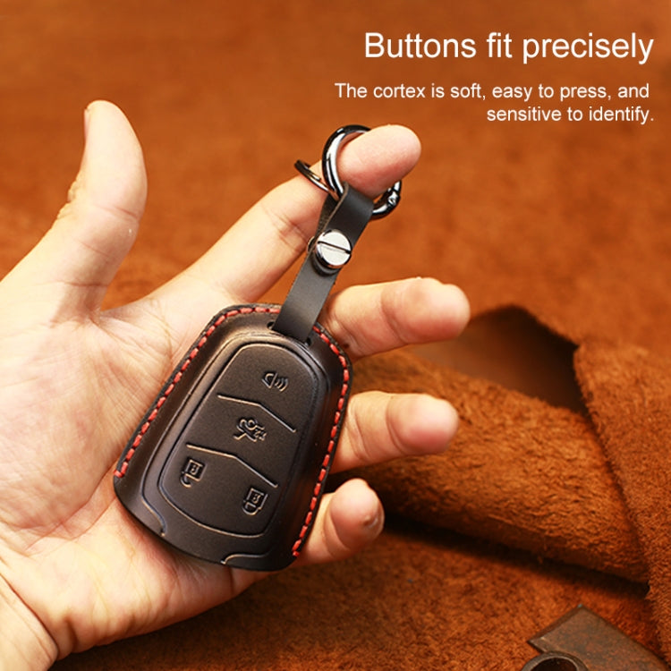 Luxurious Cowhide Leather Key Case for Cadillac - Four-Key Protection