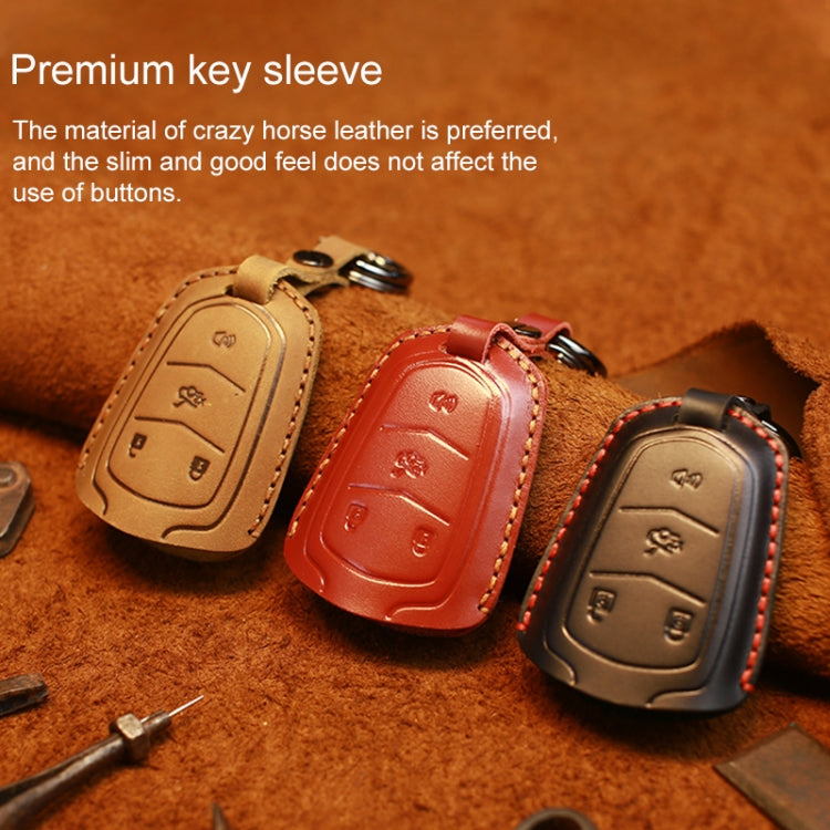 Luxurious Cowhide Leather Key Case for Cadillac - Four-Key Protection