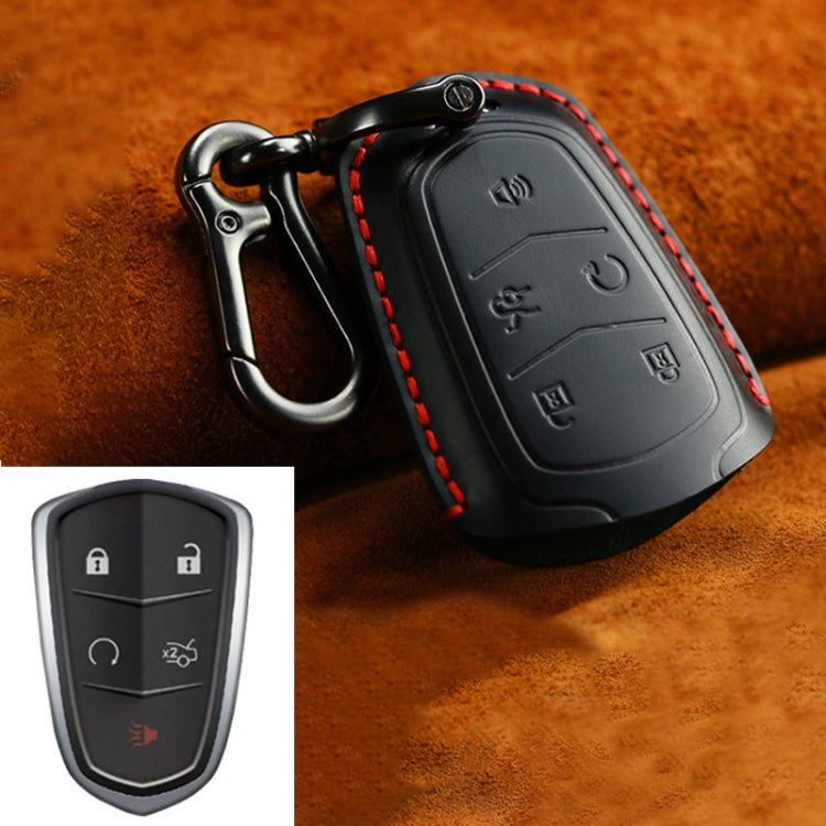 Luxurious Cowhide Leather Key Case for Cadillac - Five-Key Version