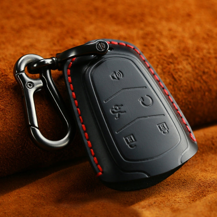 Luxurious Cowhide Leather Key Case for Cadillac - Five-Key Version