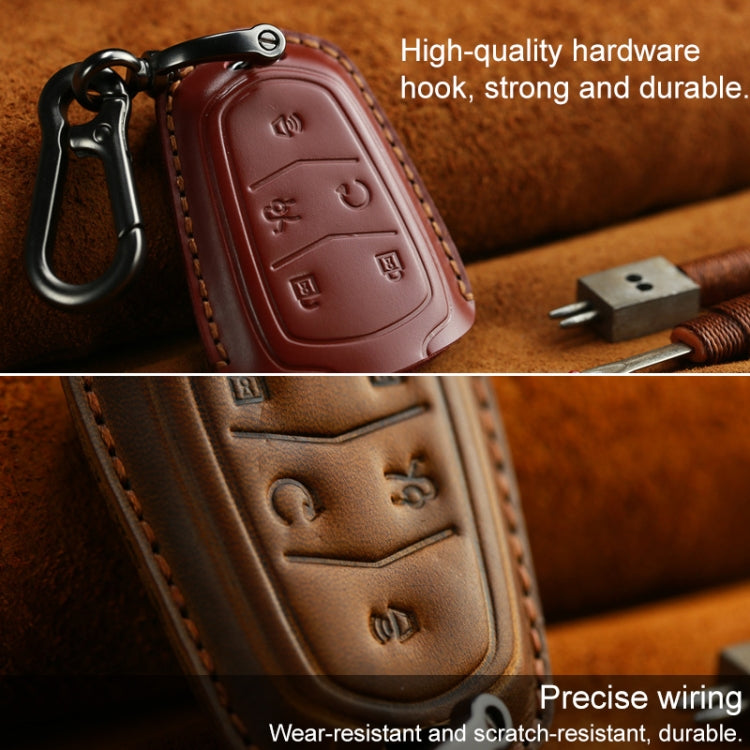 Luxurious Cowhide Leather Key Case for Cadillac - Five-Key Version
