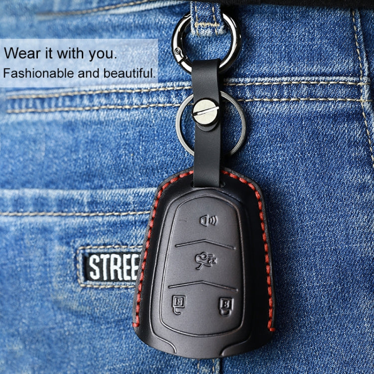 Luxurious Cowhide Leather Key Case for Cadillac - Five-Key Version