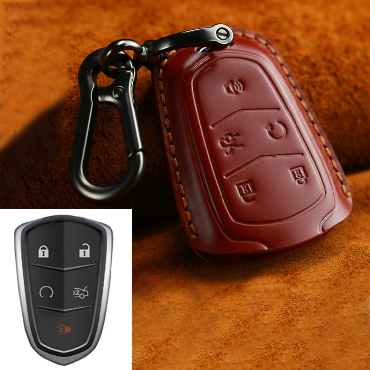 Luxurious Cowhide Leather Key Case for Cadillac - Five-Key Version