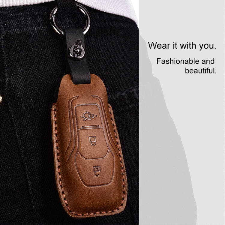 Luxurious Cowhide Leather Key Case for Classic Ford Models