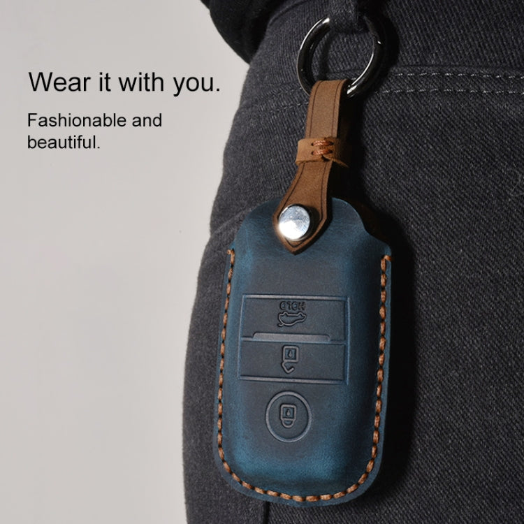 Kia Classic Cowhide Leather Key Cover – Stylish Protection for Your Key