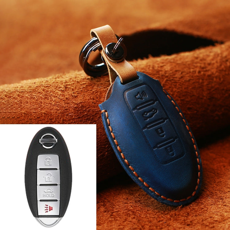 Luxurious Cowhide Leather Key Cover for Nissan Cars – Four-Key Edition