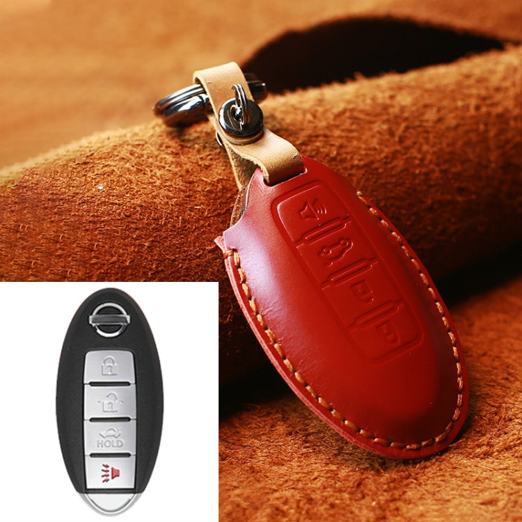 Luxurious Cowhide Leather Key Cover for Nissan Cars – Four-Key Edition