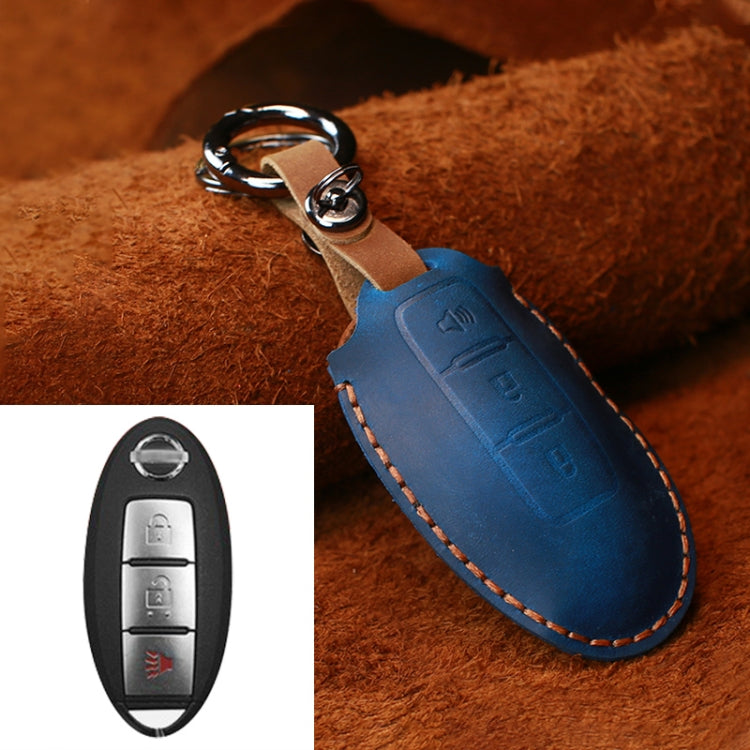 Nissan Cowhide Leather Key Case - Premium Protective Cover for Three-Key Horn Models