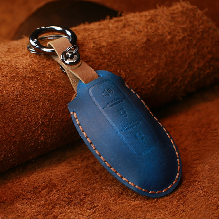 Nissan Cowhide Leather Key Case - Premium Protective Cover for Three-Key Horn Models