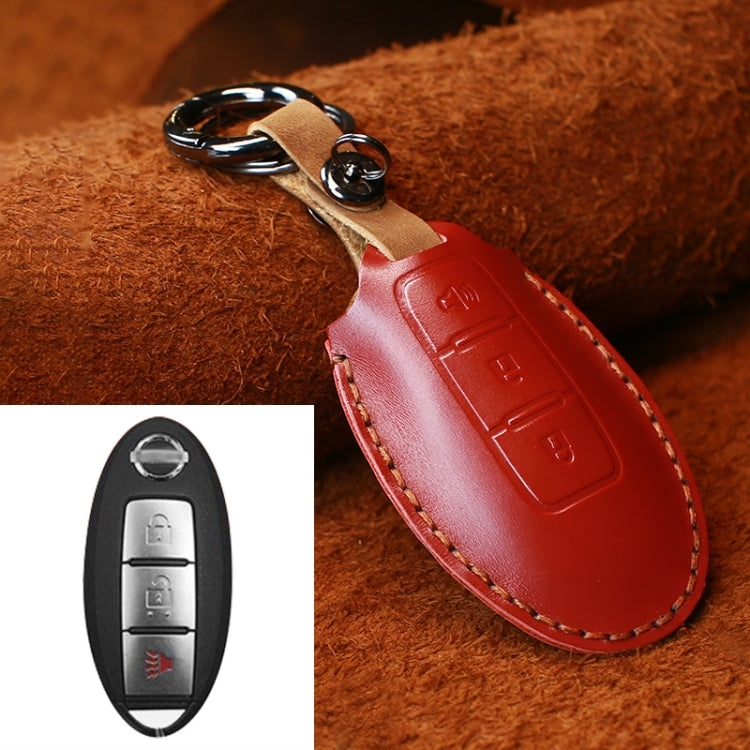 Nissan Cowhide Leather Key Case - Premium Protective Cover for Three-Key Horn Models