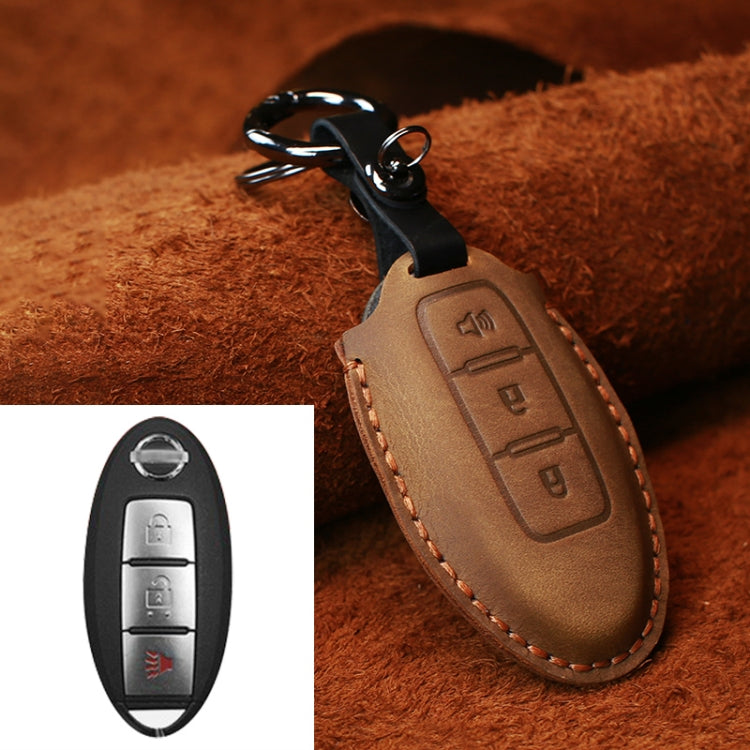 Nissan Cowhide Leather Key Case - Premium Protective Cover for Three-Key Horn Models