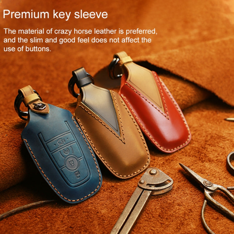 Luxury Cowhide Leather Key Case for Ford Cars – Four-Key Protection Cover