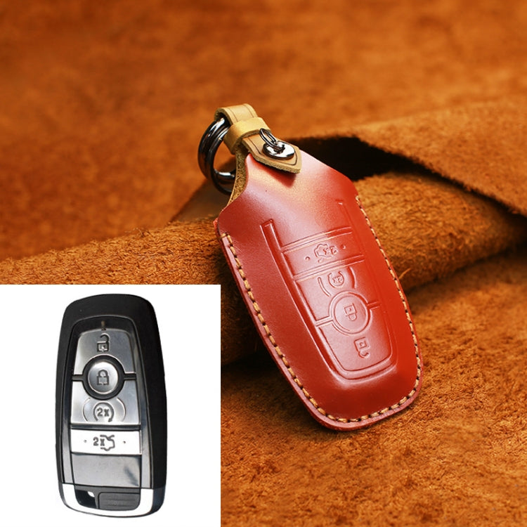 Luxury Cowhide Leather Key Case for Ford Cars – Four-Key Protection Cover