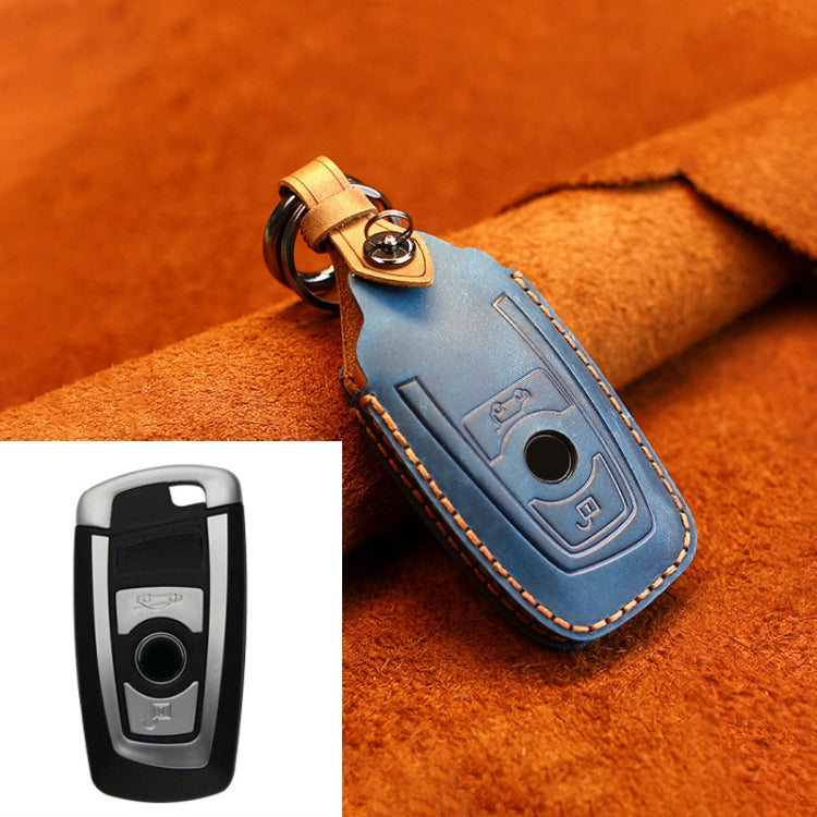 Luxurious Cowhide Leather Key Case for Classic BMW Models - Two Keys Edition