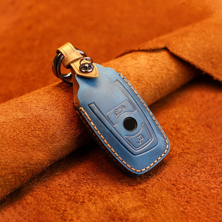 Luxurious Cowhide Leather Key Case for Classic BMW Models - Two Keys Edition