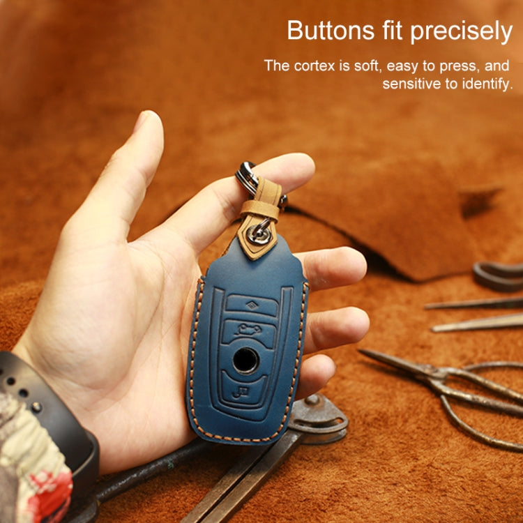 Luxurious Cowhide Leather Key Case for Classic BMW Models - Two Keys Edition