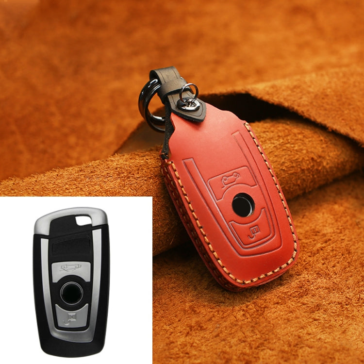Luxurious Cowhide Leather Key Case for Classic BMW Models - Two Keys Edition