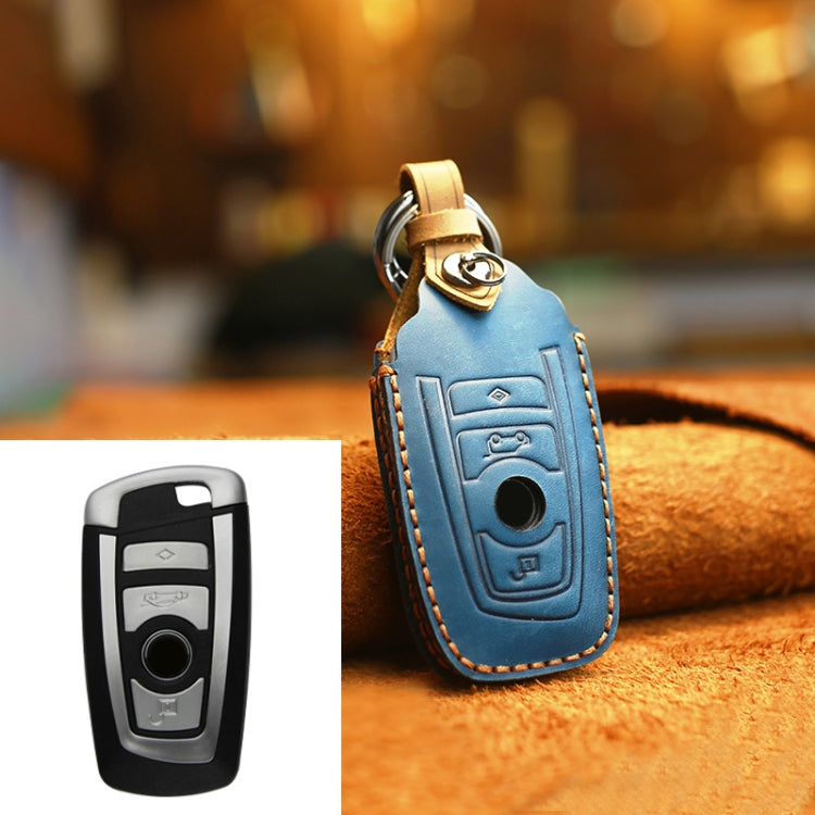 Elegant Cowhide Leather Key Case for Classic BMW Models - Three Key Holder