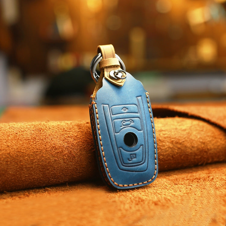 Elegant Cowhide Leather Key Case for Classic BMW Models - Three Key Holder