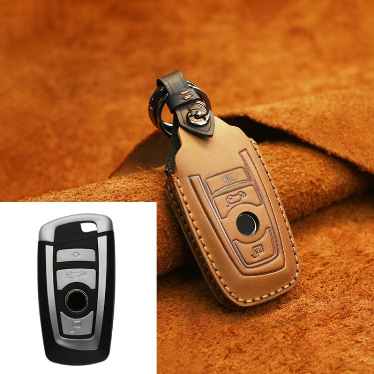Elegant Cowhide Leather Key Case for Classic BMW Models - Three Key Holder