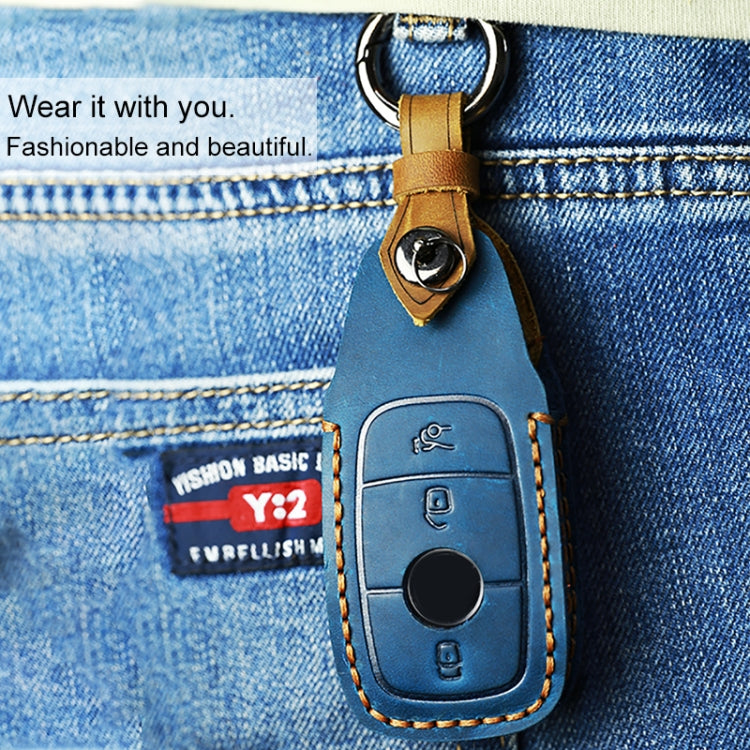 Luxury Cowhide Leather Key Case for Mercedes-Benz – Stylish Protection for Your Car Key