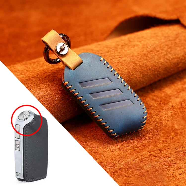 Kia Cowhide Leather Key Case - Elegant Round Protector for Your Key