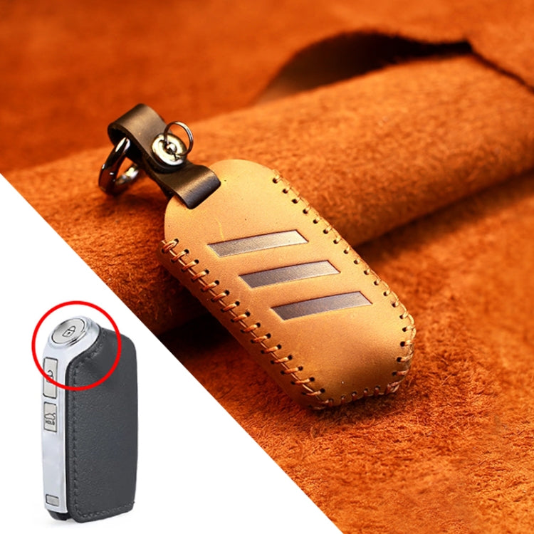 Kia Cowhide Leather Key Case - Elegant Round Protector for Your Key