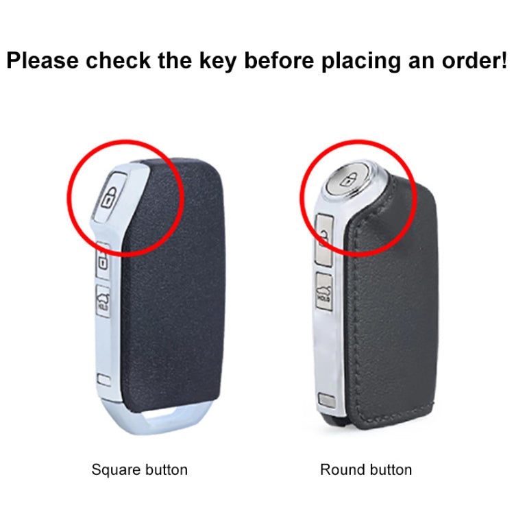 Kia Cowhide Leather Key Case - Elegant Round Protector for Your Key