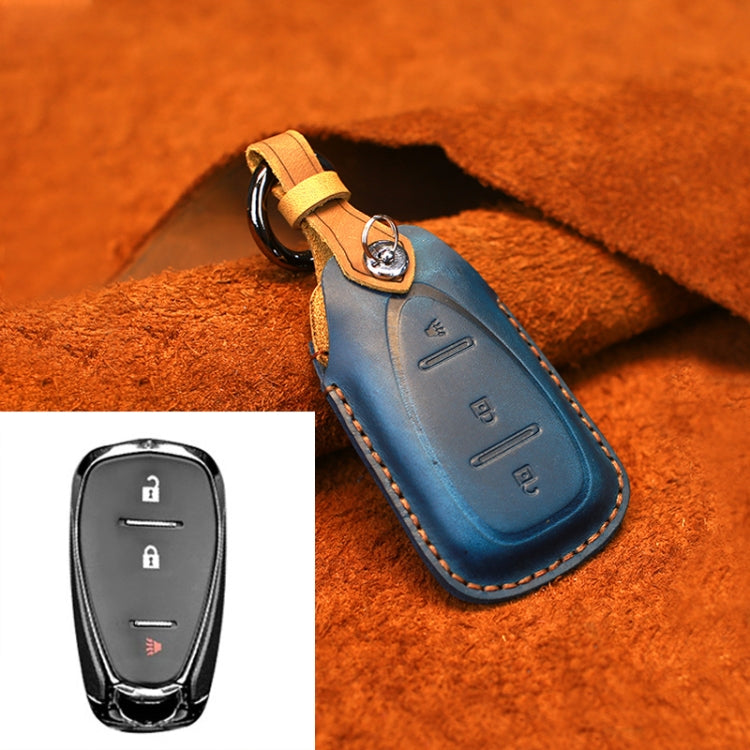Premium Cowhide Leather Key Case for Chevrolet Cars - Triple Key Protection