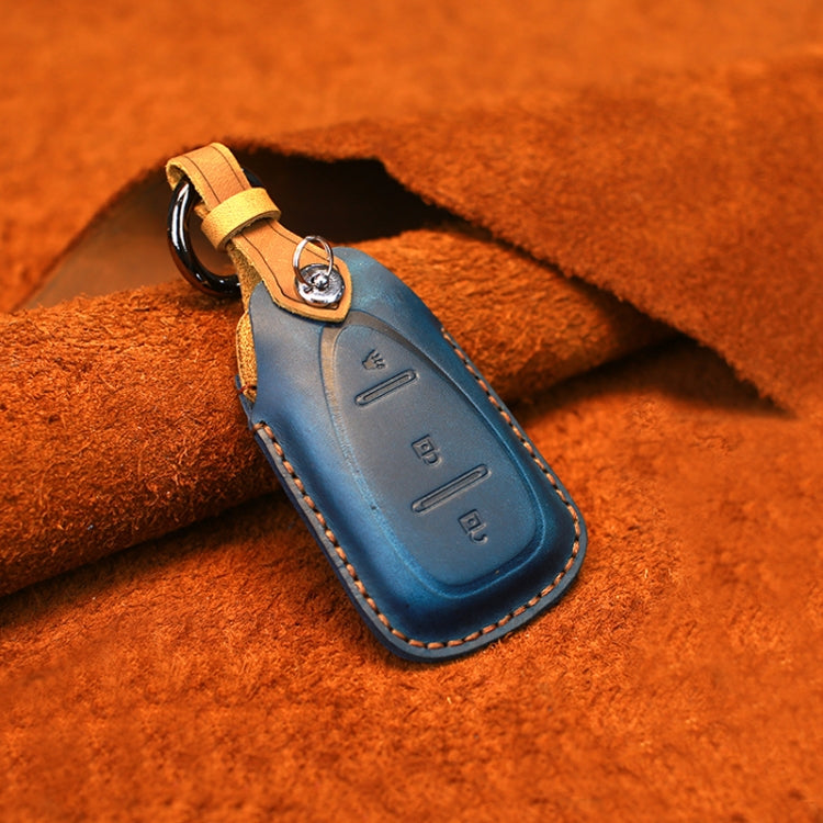 Premium Cowhide Leather Key Case for Chevrolet Cars - Triple Key Protection
