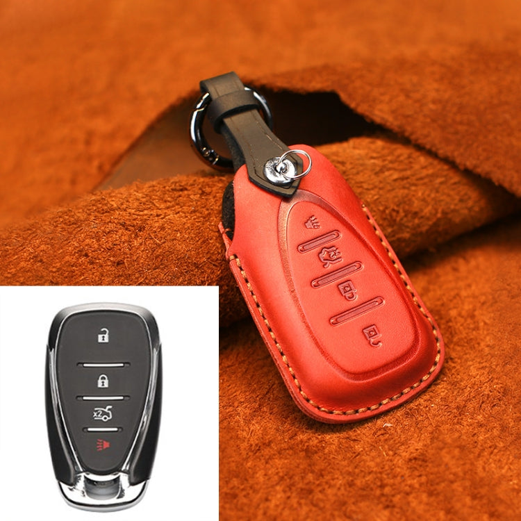 Luxury Cowhide Leather Key Cover for Chevrolet - Four Key Version