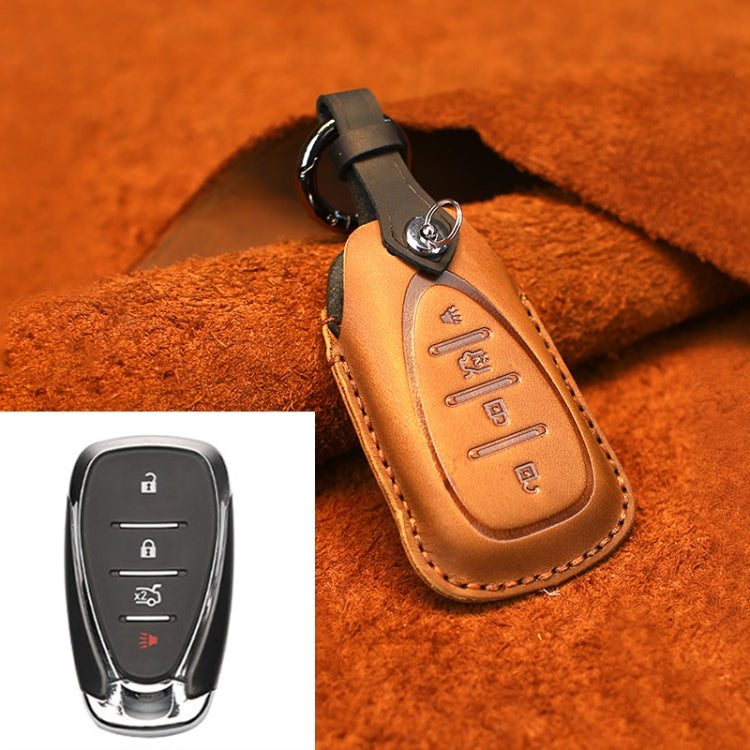 Luxury Cowhide Leather Key Cover for Chevrolet - Four Key Version