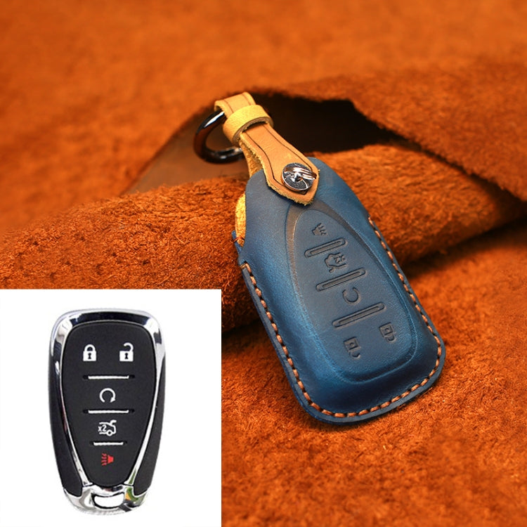 Premium Cowhide Leather Key Case for Chevrolet - Stylish Five-Key Protective Cover