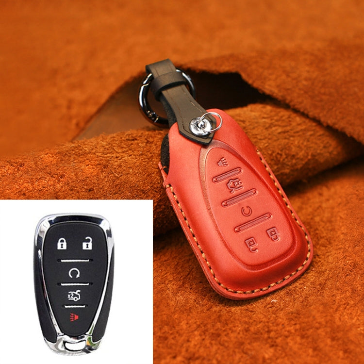 Premium Cowhide Leather Key Case for Chevrolet - Stylish Five-Key Protective Cover