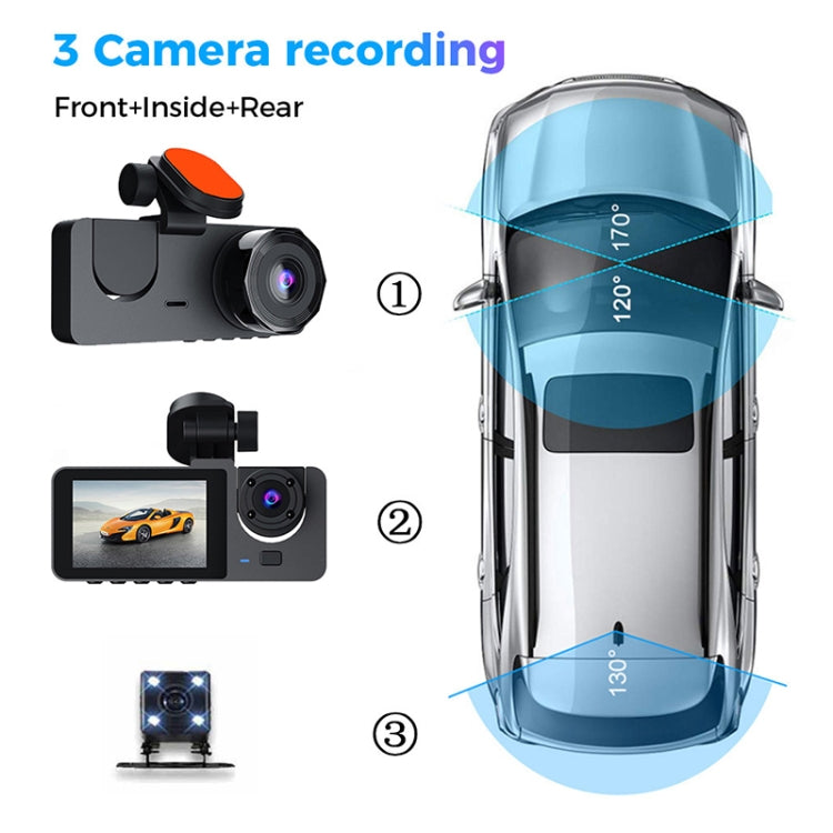 A2 3-In-1 HD Car Dash Cam with Dual Lens and Rear View Recording